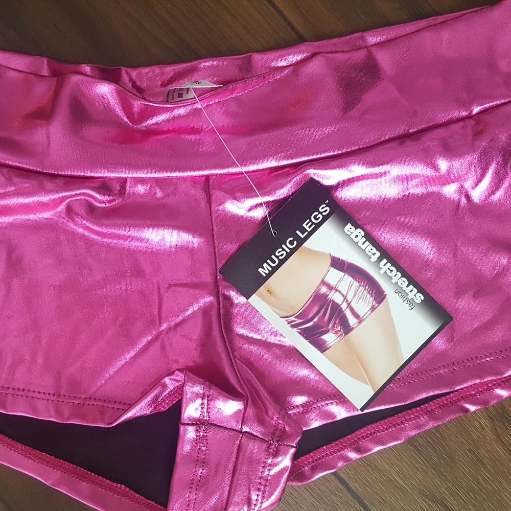 NWT Music Legs Metallic Pink Tanga Shorts